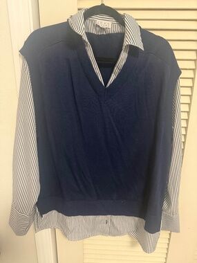 Joan Rivers Collared Mixed Media Sweater Vest 2fer